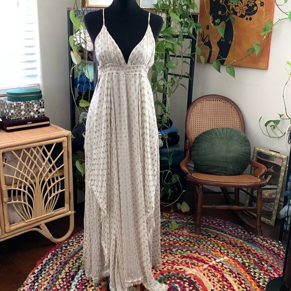 Free People Cream Maxi Dress with Delicate Pattern - Picture 1 of 7